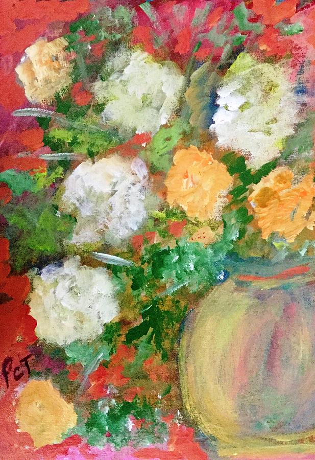 Rose Painting - Autumn Floral with Vase by Patricia Clark Taylor