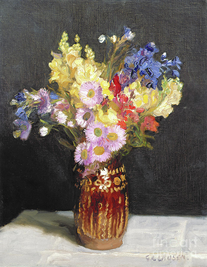 Autumn Flowers By George Clausen Painting by George Clausen