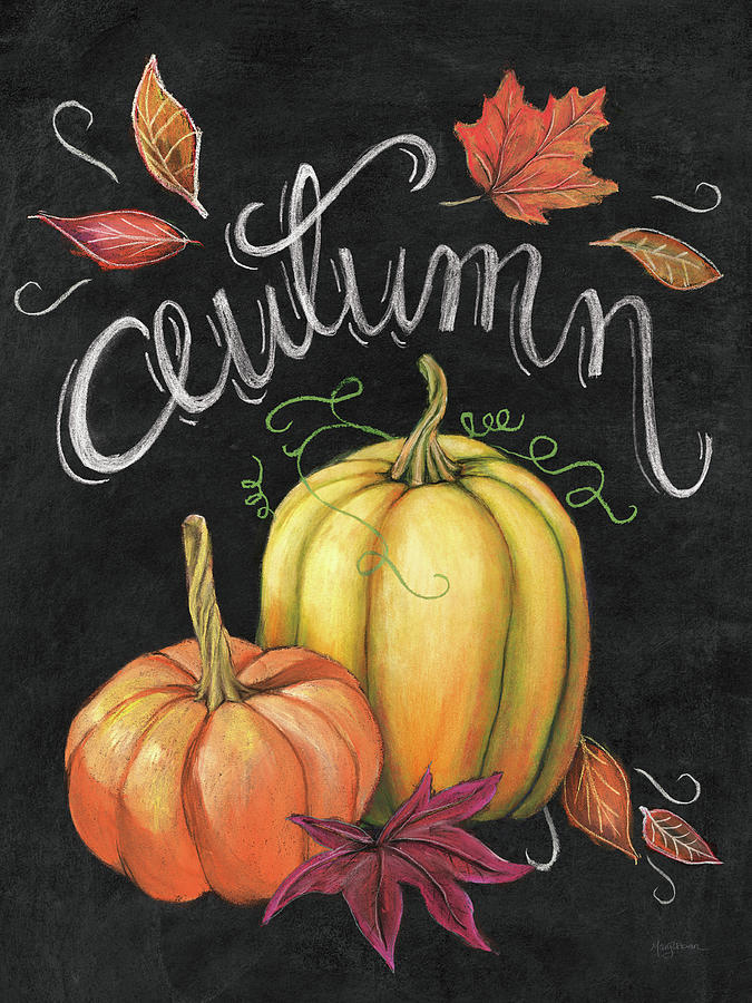 Fall Mixed Media - Autumn Harvest I Gold Pumpkin by Mary Urban