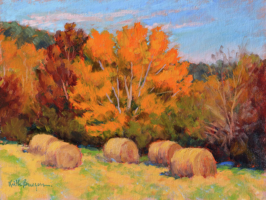 Autumn Hay Painting by Keith Burgess