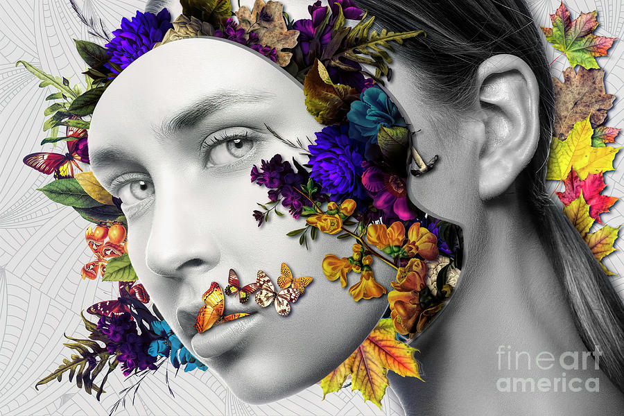 Female Photograph - Autumn Head by Erik Brede Female Photograph - Autumn Head by Erik Brede
