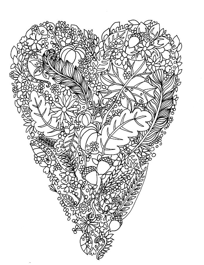 Coloring Books Digital Art - Autumn Heart by Kim Kosirog