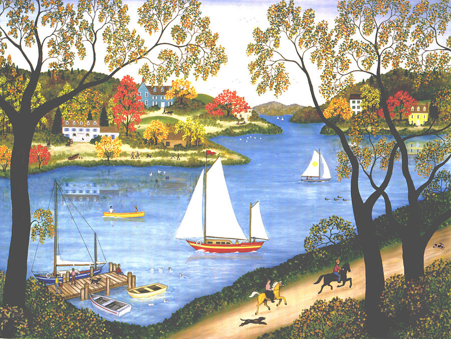 Landscapes Painting - Autumn Holiday by Linda Mears Landscapes Painting - Autumn Holiday by Linda Mears