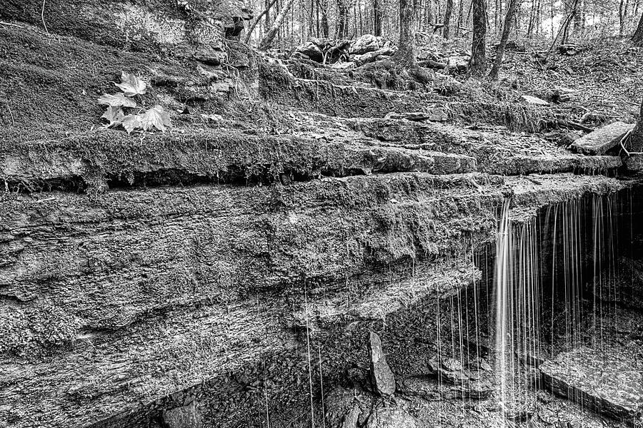 Autumn in the Ozark Mountains Waterfall Black and White by JC Findley Autumn in the Ozark Mountains Waterfall Black and White by JC Findley