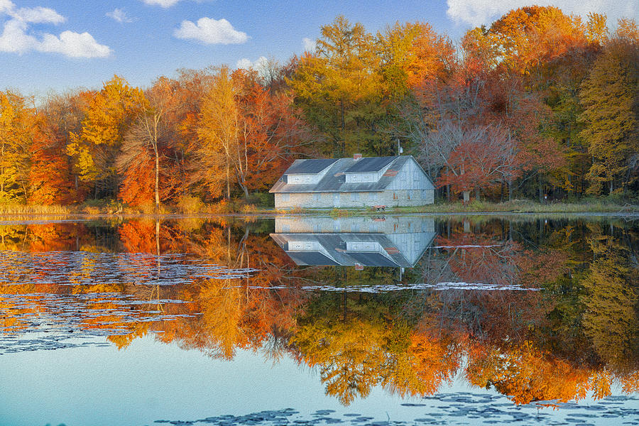 Autumn Lake House Photograph by Ling Lu - Fine Art America