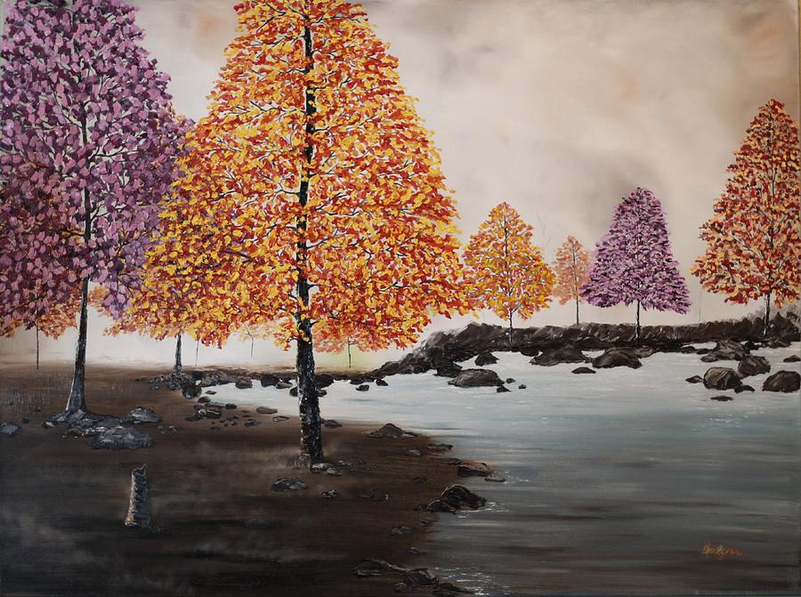 Autumn Lake Painting by Berlynn