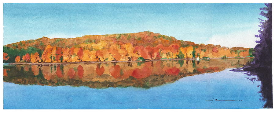 Autumn Lake Shore Painting by Mike Theuer