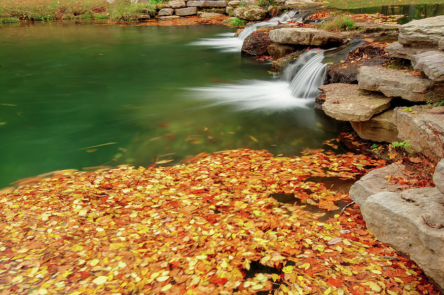 Waterfall Photograph - Autumn Landscape Twin River Falls - Missouri by Gregory Ballos