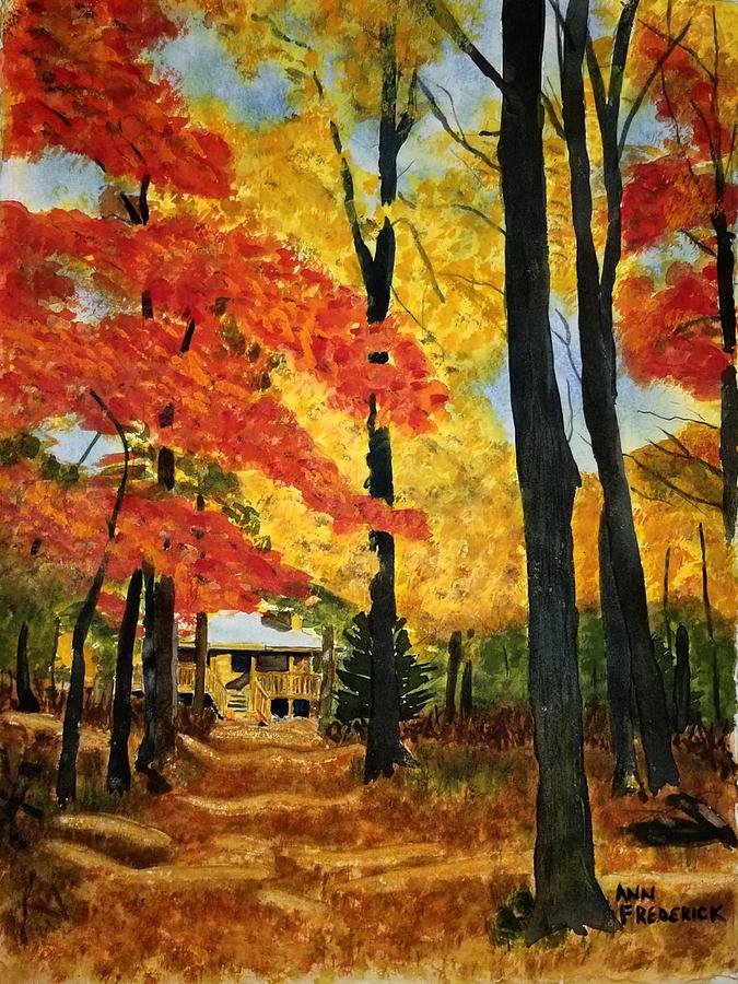 Autumns Lane Painting by Ann Frederick