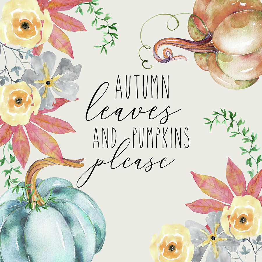 Autumn leaves and pumpkins please Digital Art by Sylvia Cook
