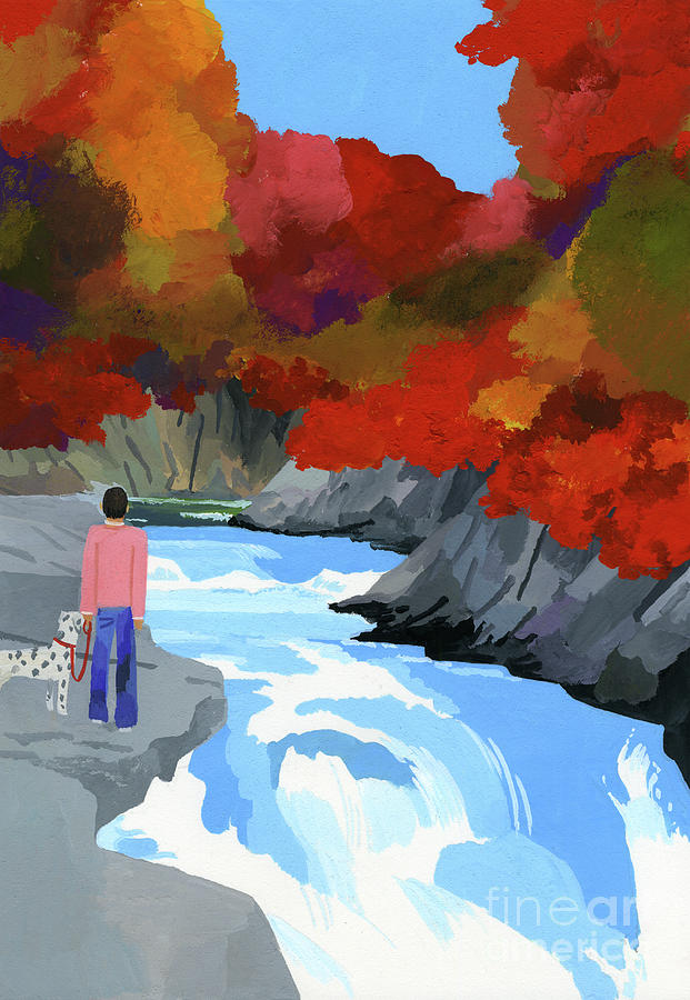 Autumn Leaves And Rivers Painting by Hiroyuki Izutsu