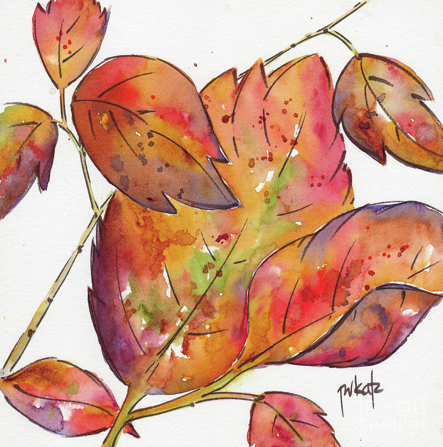 Impressionism Painting - Autumn Leaves Square by Pat Katz