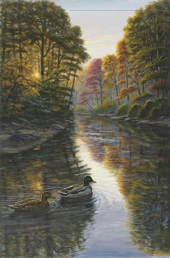 Autumn Mallards II Painting by Bruce Dumas