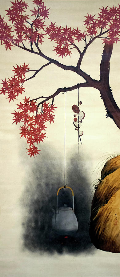 Shibata Zeshin Painting - Autumn Maple, Shiitake Mushroom, Kettle - Digital Remastered Edition by Shibata Zeshin Shibata Zeshin Painting - Autumn Maple, Shiitake Mushroom, Kettle - Digital Remastered Edition by Shibata Zeshin