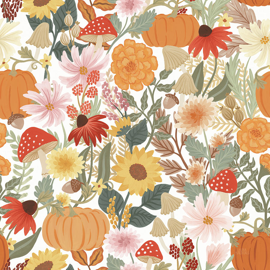 Fall Mixed Media - Autumn Meadow Pattern Via by Laura Marshall