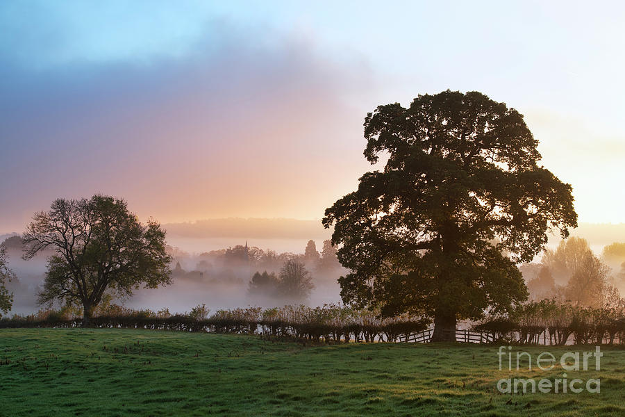 Autumn Mist and Fog Over Lower Slaughter Photograph by Tim Gainey
