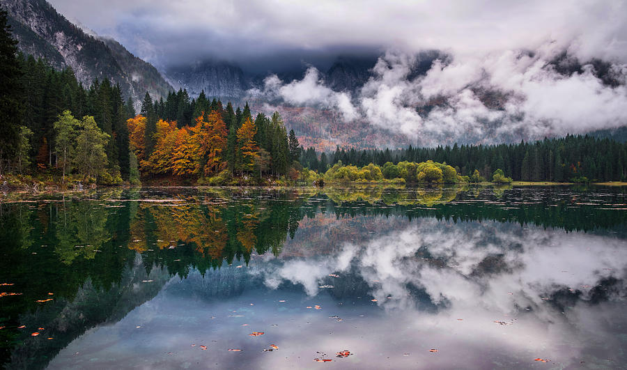 Autumn Mood At Fusine Lake Photograph by Ales Krivec