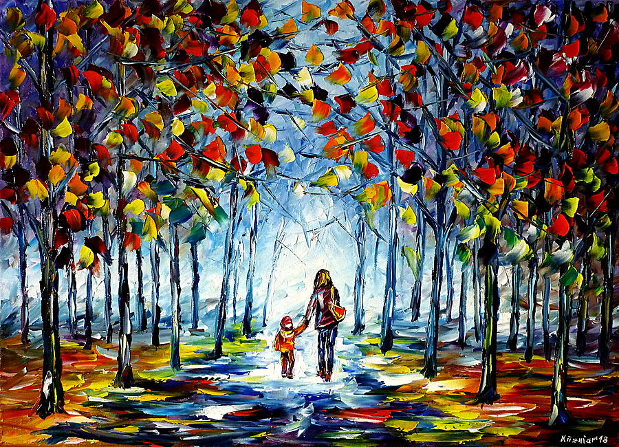 Autumn Mood In The Park Painting by Mirek Kuzniar