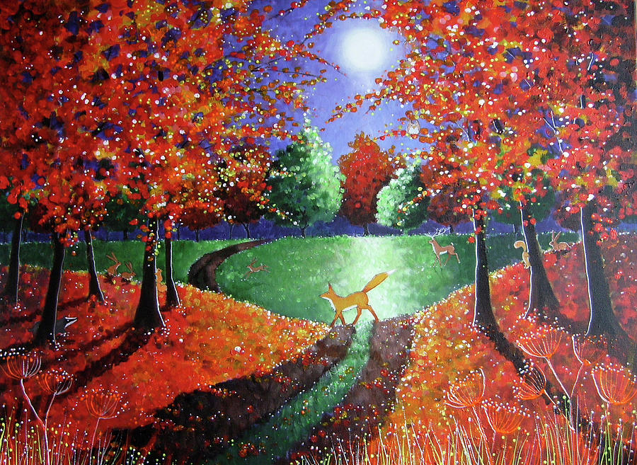 Tree Painting - Autumn Moonlight by Angie Livingstone