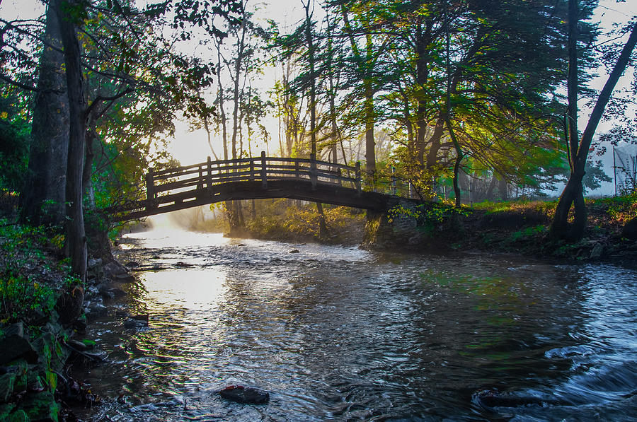 Autumn Morning - Bow Bridge - Valley Forge Photograph by Bill Cannon
