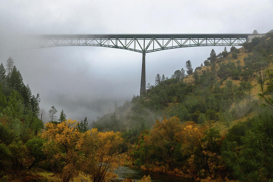 Autumn Morning Bridge Photograph by Janet Kopper