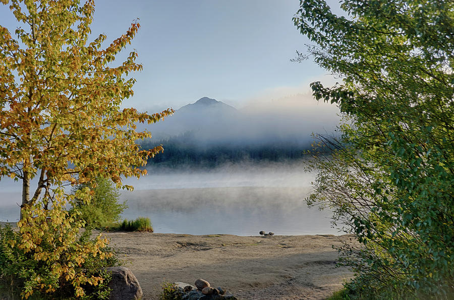 Autumn Morning on Pyramid Lake Jasper National Park Alberta Canada Photograph by Toby McGuire