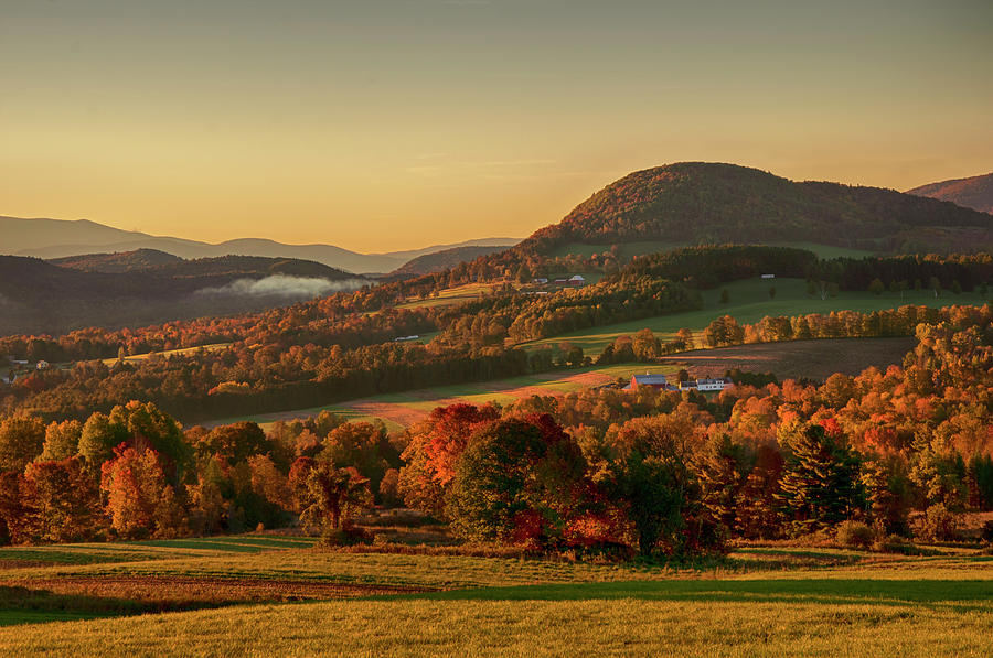 Autumn Mountain Sunrise - Peacham Vermont Photograph by Joann Vitali