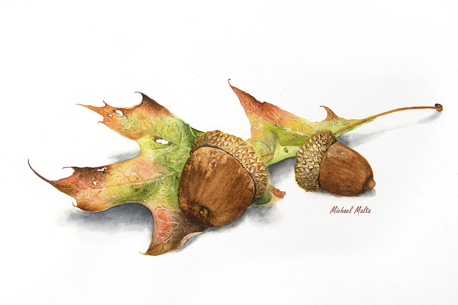 Autumn Oak And Acorns Painting