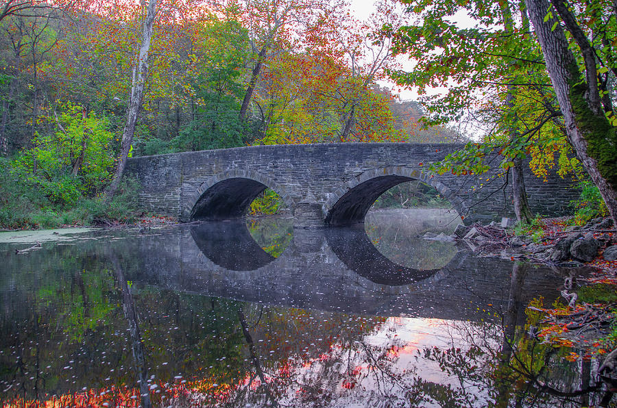 Autumn on the Wissahickon Creek at Bells Mill Photograph by Bill Cannon