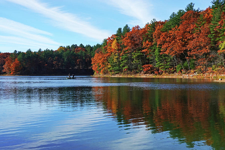 Autumn on Walden Pond Concord MA Lined Clouds Photograph by Toby McGuire