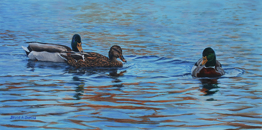 Animal Painting - Autumn Outing Mallards by Bruce Dumas