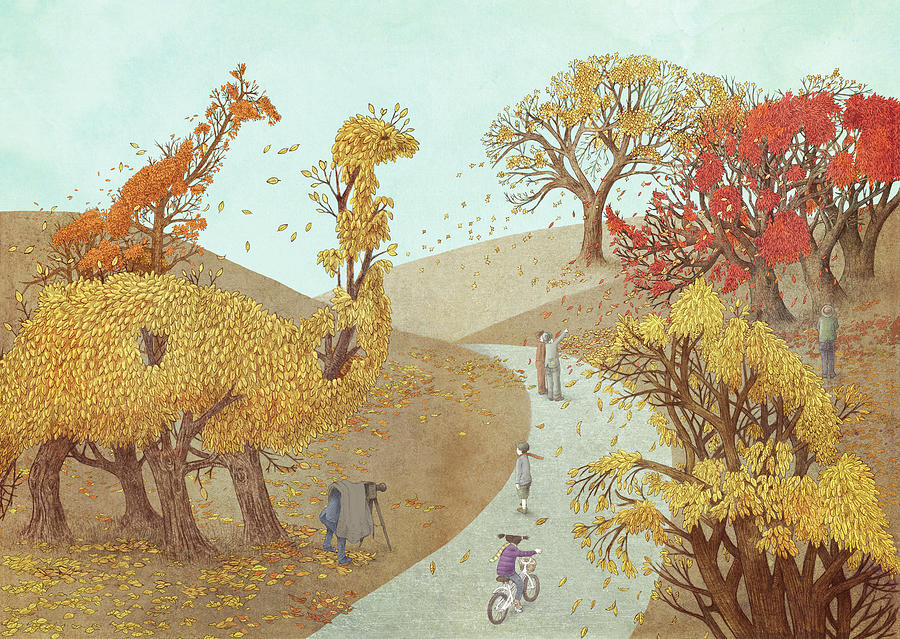 Autumn Drawing - Autumn Park by Eric Fan