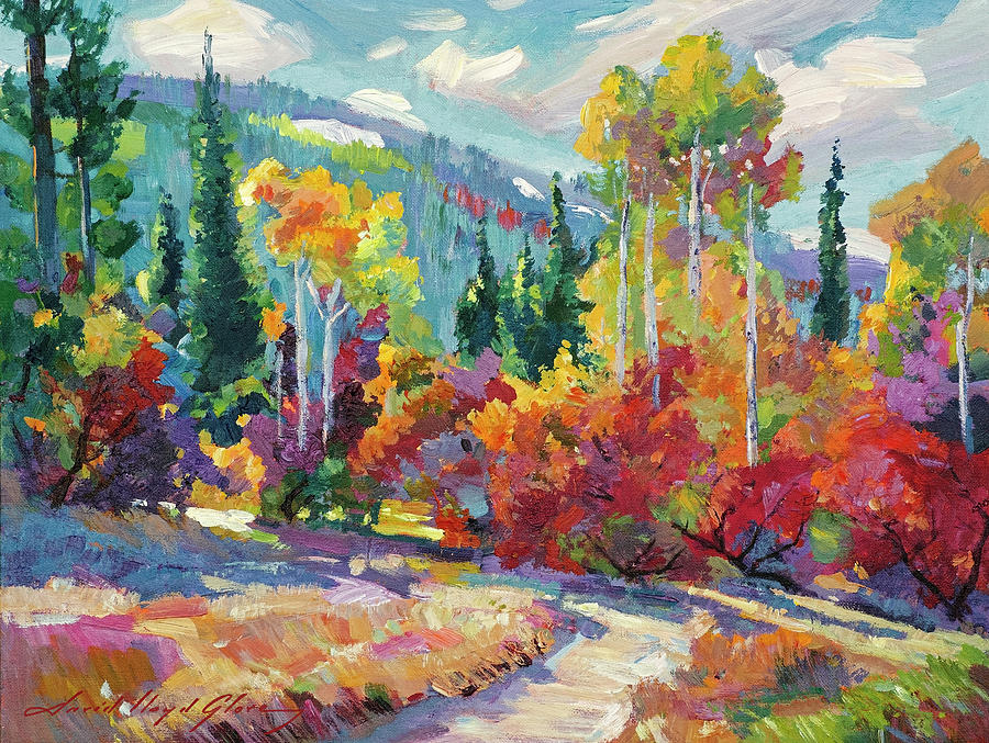 Autumn Path Vermont Painting by David Lloyd Glover