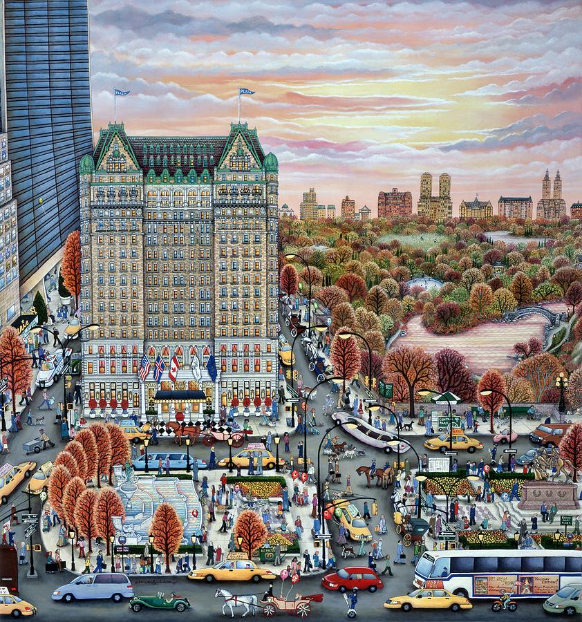 Oil Painting Painting - Autumn Plaza by Kathy Jakobsen Oil Painting Painting - Autumn Plaza by Kathy Jakobsen