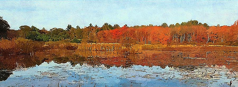 Fall Mixed Media - Autumn Pond by Bakke and Schweizer Paintings