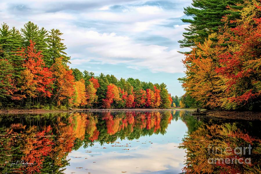 Autumn Reflections on the Androscoggin River - Turner Maine Photograph by Jan Mulherin