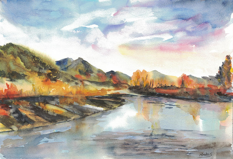 Autumn River Painting by Hiroko Stumpf