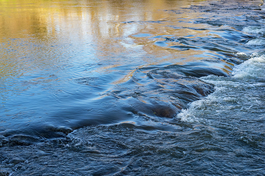 Autumn River - Silky Flow in Heliodor Yellow and Sapphire Blue Photograph by Georgia Mizuleva