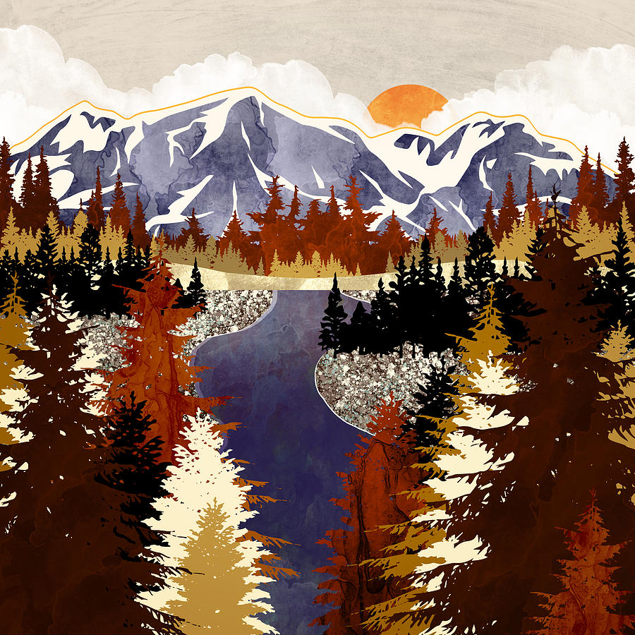 Autumn River Digital Art by Spacefrog Designs