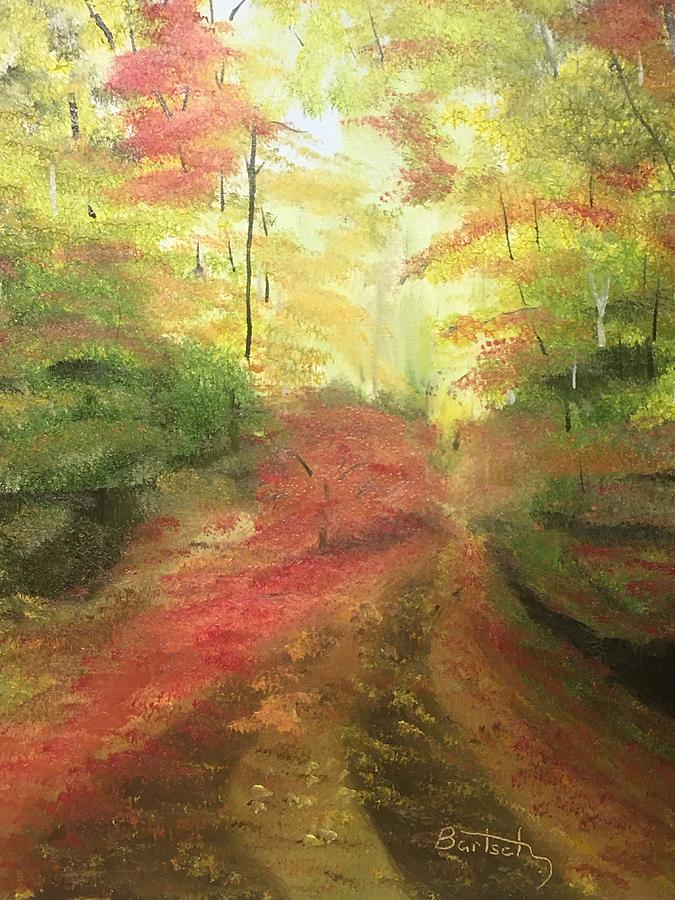 Autumn Road Painting by David Bartsch