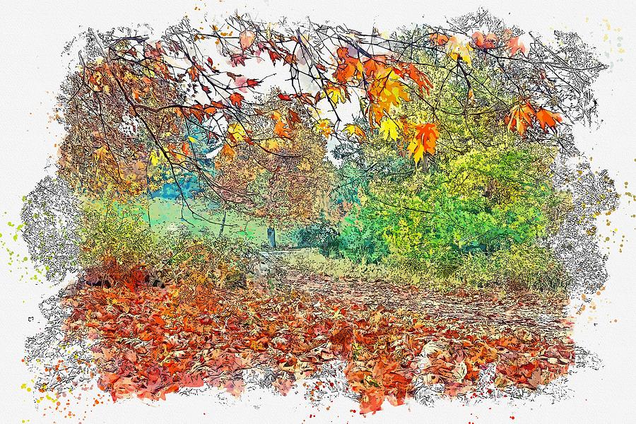 Autumn Scenery Illustration With Falling Leaves And House-vector  Floral-free Vector Free Download
