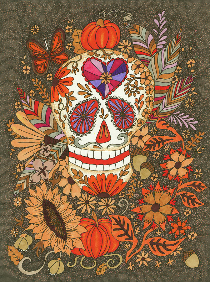 Flower Digital Art - Autumn Skull by Kim Kosirog