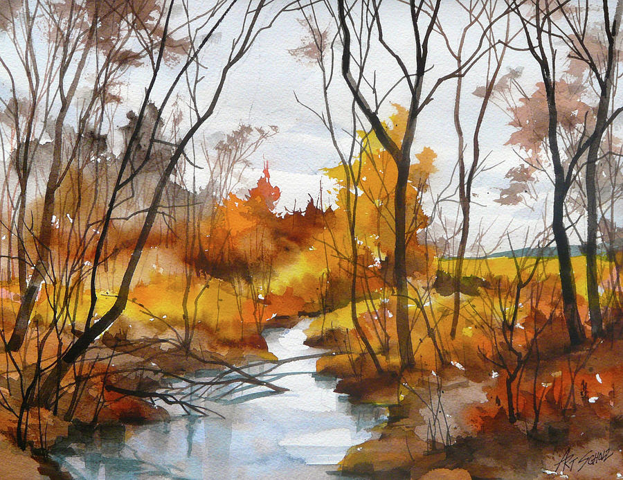 Autumn Stream Painting by Art Scholz