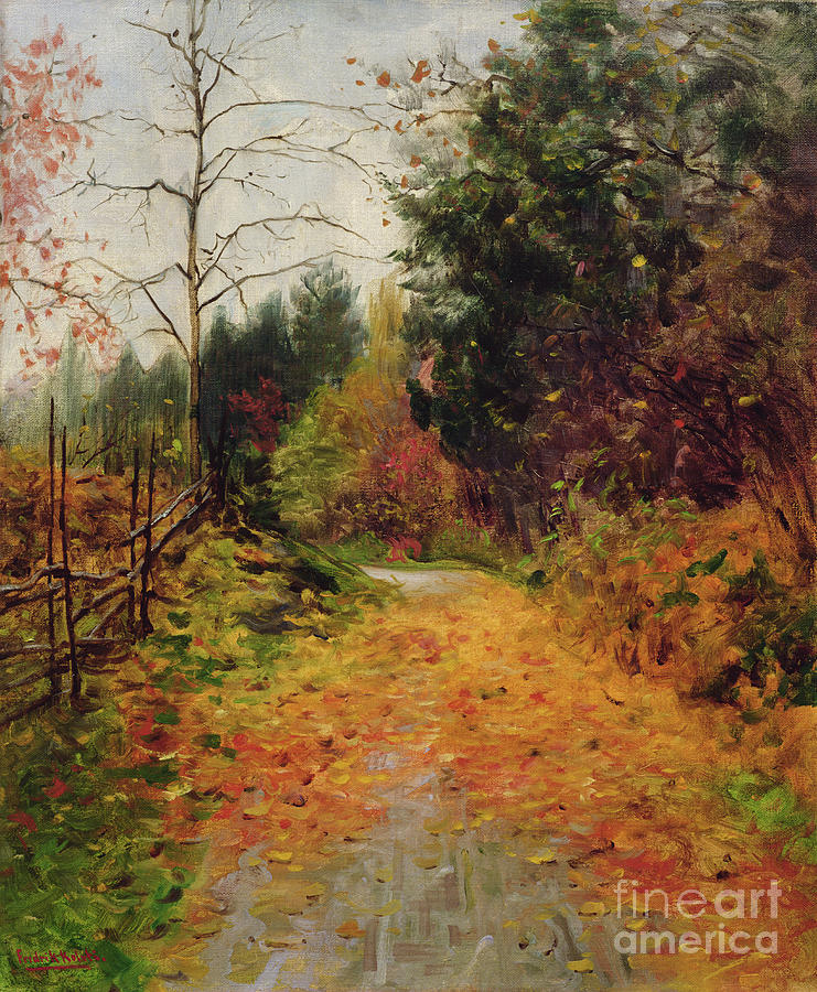 20th Century Painting - Autumn Subject by Fredrik Kolstoe