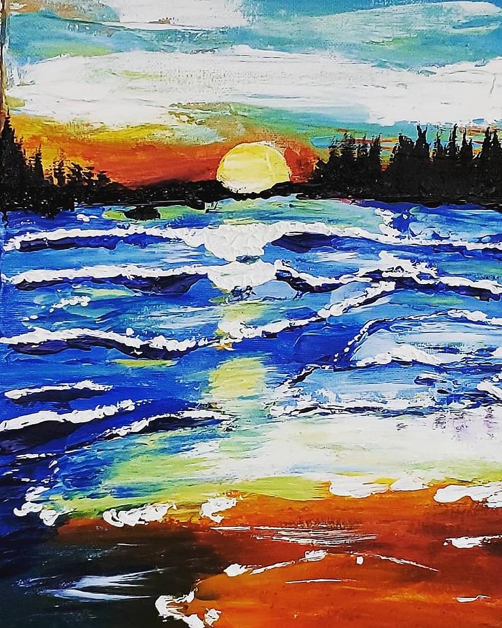 Autumn Sunset Painting by Amy Kuenzie