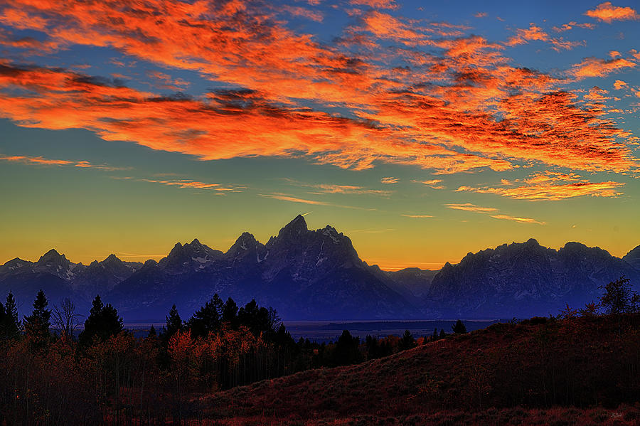Autumn Sunset in the Tetons Photograph by Greg Norrell