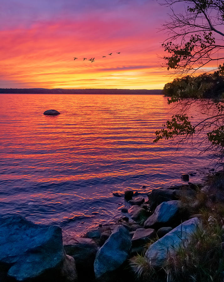 Autumn Sunset Lake Auburn, Maine Photograph