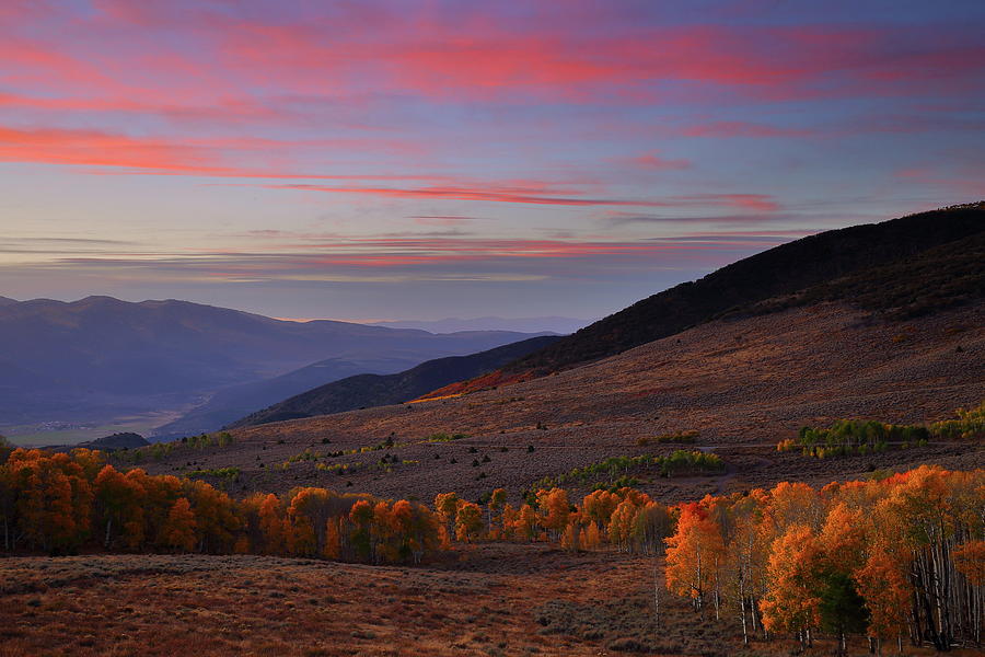 Autumn sunset near Fish Lake in Utah Photograph by Jetson Nguyen