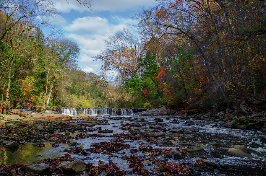 Autumn - The Waterfall on the Wissahickon Creek Photograph by Bill Cannon