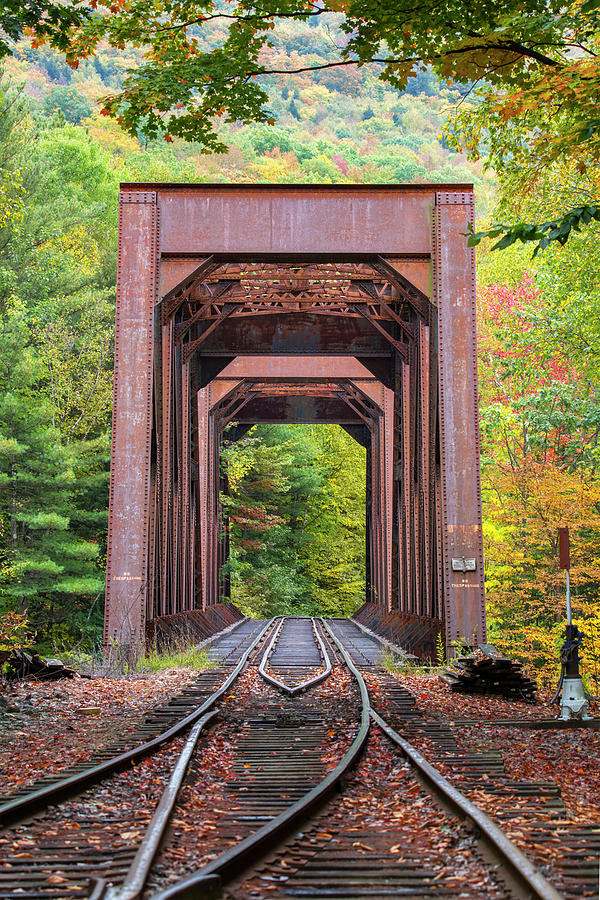 Autumn Train Trestle Photograph by White Mountain Images